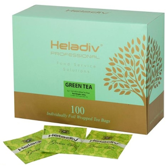 Чай зеленый пакетированный HELADIV PROFESSIONAL LINE, индивидуальная упаковка, 100 пак, Шри-Ланка